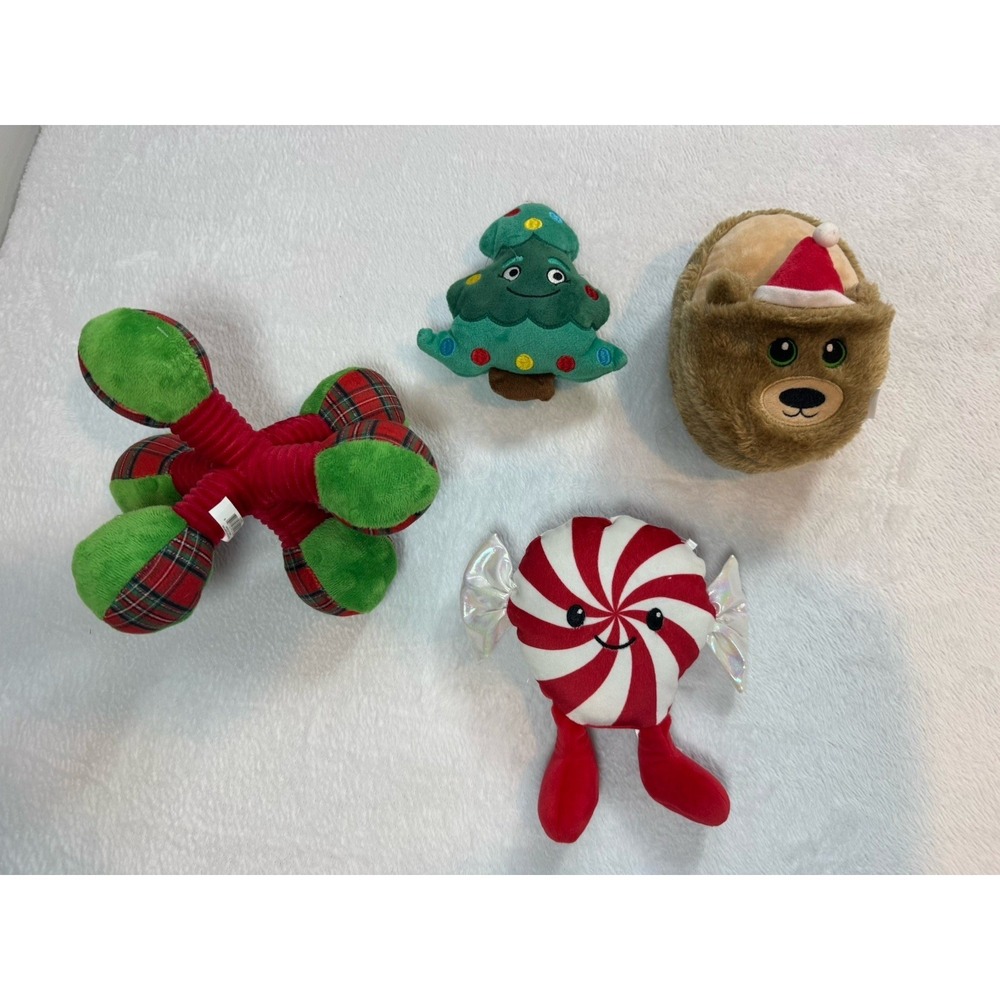 Lot Of Dog Toys 4 Pieces Level 1 Chew Small Medium Christmas